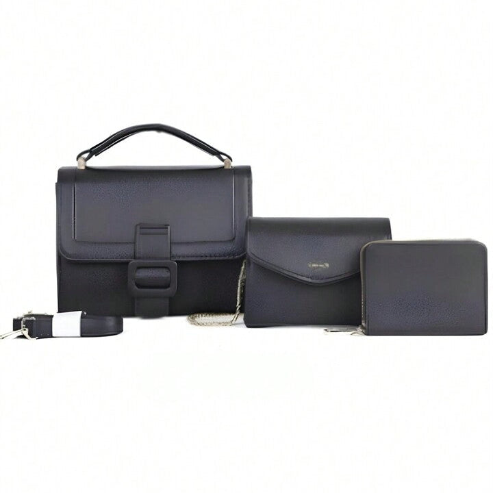 Kit com 3 Peças (2 Bolsas Transversais+Carteira)