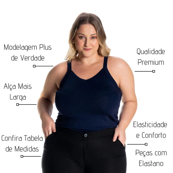Kit 3 Regatas Básicas de Alcinha Plus Size