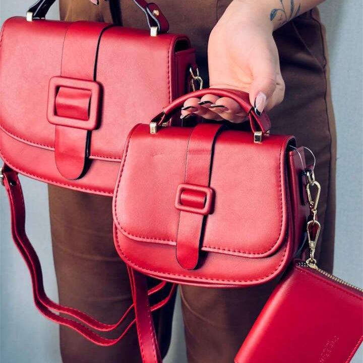 Kit com 3 Peças (2 Bolsas Transversais+Carteira)