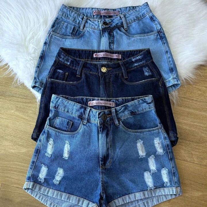 Kit 3 shorts jeans feminino