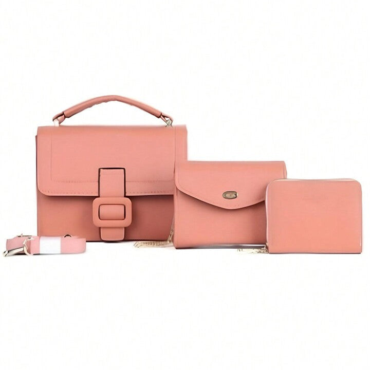 Kit com 3 Peças (2 Bolsas Transversais+Carteira)