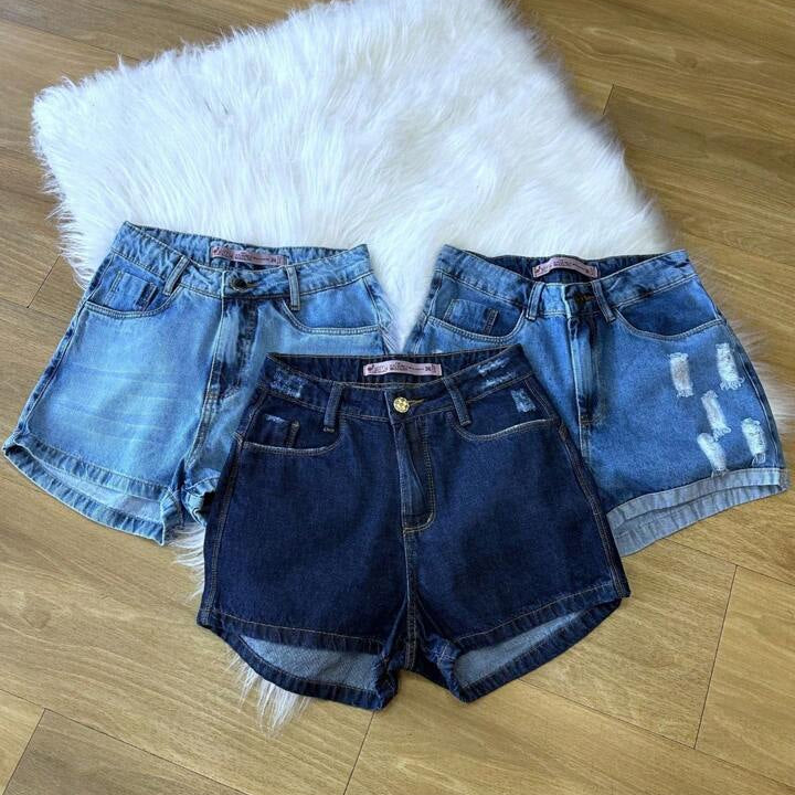 Kit 3 shorts jeans feminino