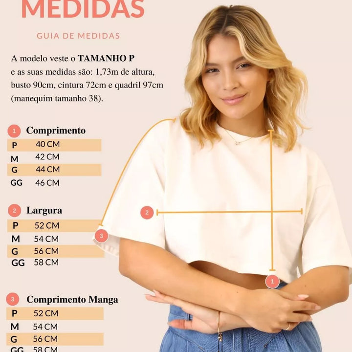 Kit com 5 camisetas manga curta cropped